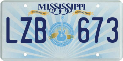 MS license plate LZB673