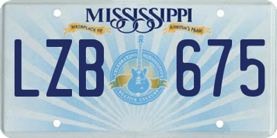 MS license plate LZB675