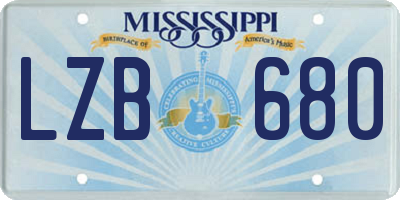 MS license plate LZB680