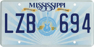 MS license plate LZB694