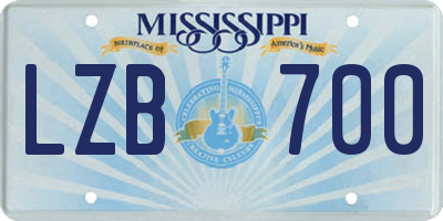 MS license plate LZB700