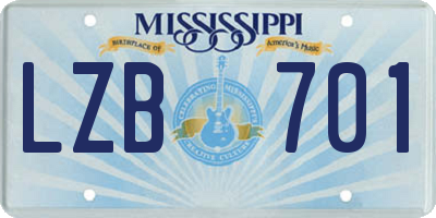 MS license plate LZB701