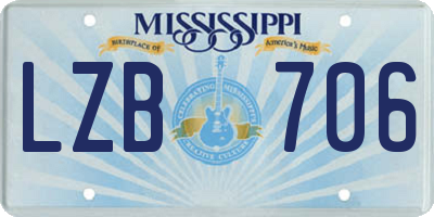 MS license plate LZB706