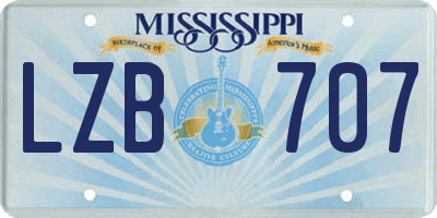 MS license plate LZB707