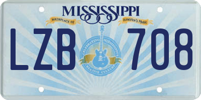 MS license plate LZB708