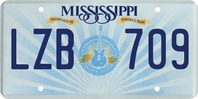 MS license plate LZB709