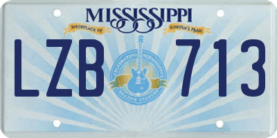 MS license plate LZB713