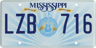 MS license plate LZB716