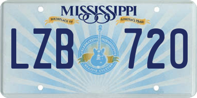 MS license plate LZB720