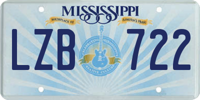 MS license plate LZB722
