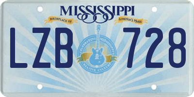 MS license plate LZB728