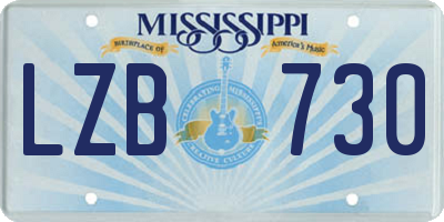 MS license plate LZB730
