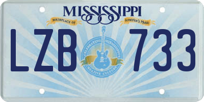 MS license plate LZB733