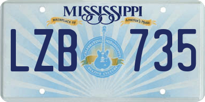 MS license plate LZB735