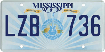 MS license plate LZB736