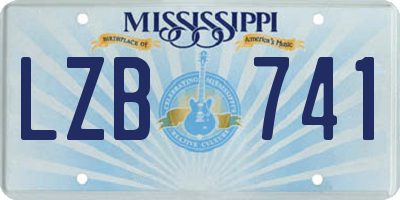 MS license plate LZB741