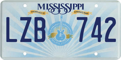 MS license plate LZB742