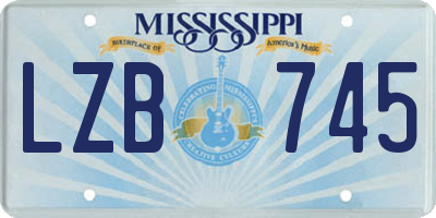 MS license plate LZB745