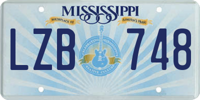 MS license plate LZB748