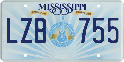 MS license plate LZB755
