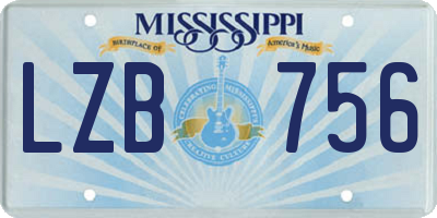MS license plate LZB756