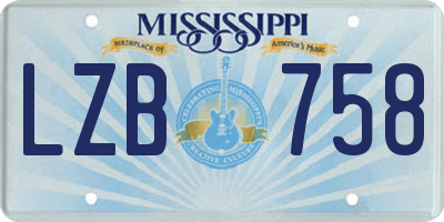 MS license plate LZB758
