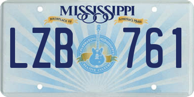 MS license plate LZB761