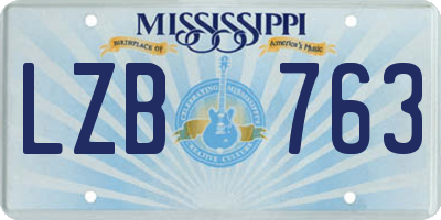 MS license plate LZB763