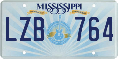 MS license plate LZB764