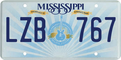 MS license plate LZB767