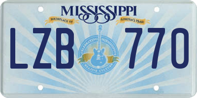 MS license plate LZB770