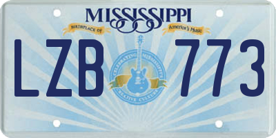 MS license plate LZB773