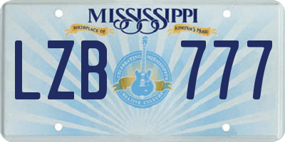 MS license plate LZB777