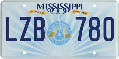 MS license plate LZB780