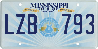 MS license plate LZB793