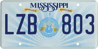MS license plate LZB803