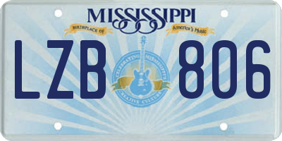 MS license plate LZB806