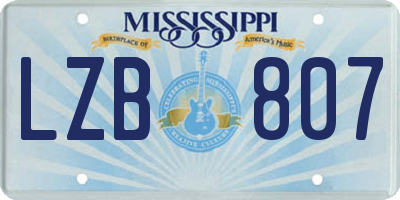 MS license plate LZB807