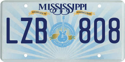MS license plate LZB808