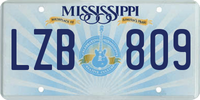 MS license plate LZB809