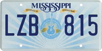MS license plate LZB815