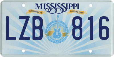MS license plate LZB816