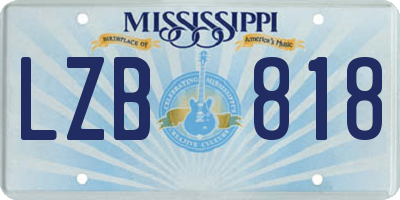 MS license plate LZB818