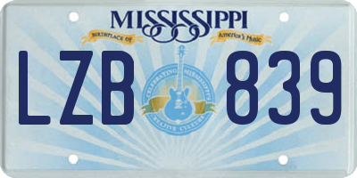 MS license plate LZB839
