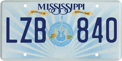 MS license plate LZB840