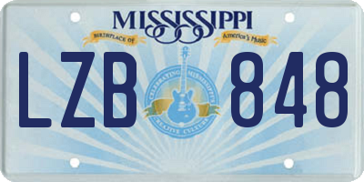 MS license plate LZB848