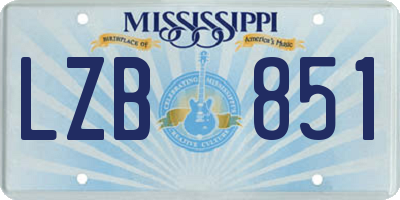 MS license plate LZB851