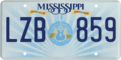 MS license plate LZB859
