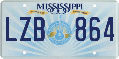 MS license plate LZB864