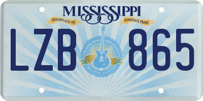 MS license plate LZB865